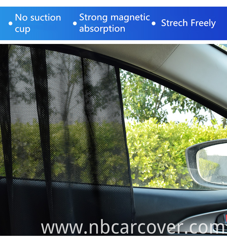 All weather anti-uv water proof black 5d mesh net front rear car window sun shade curtain